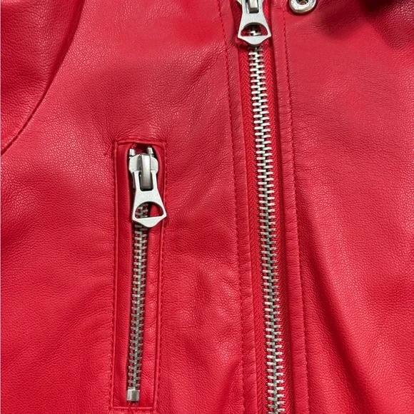 Vibrant Red Leather Jacket for Women - Picture 7 of 13
